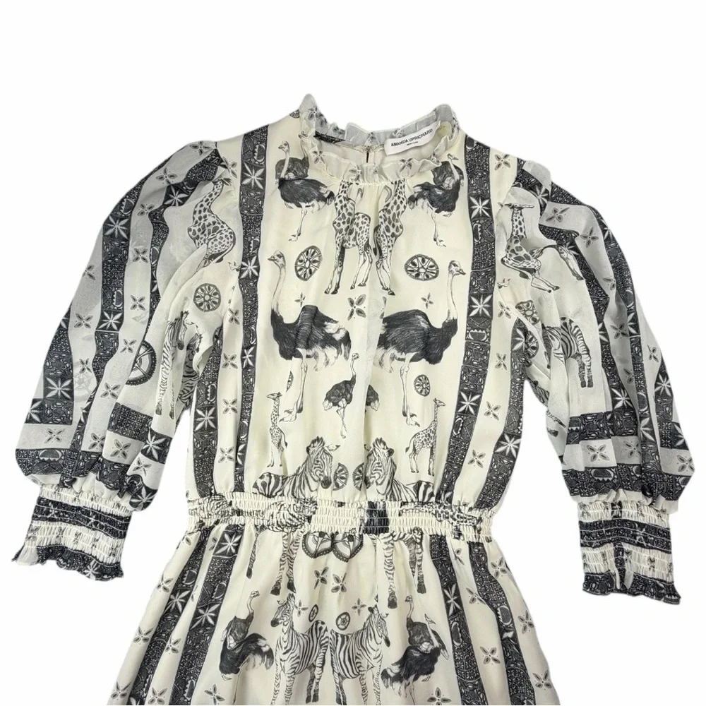 Amanda Uprichard Women's Vista Zoo Print Mini Dress Black & White Size P/XS - Picture 5 of 11
